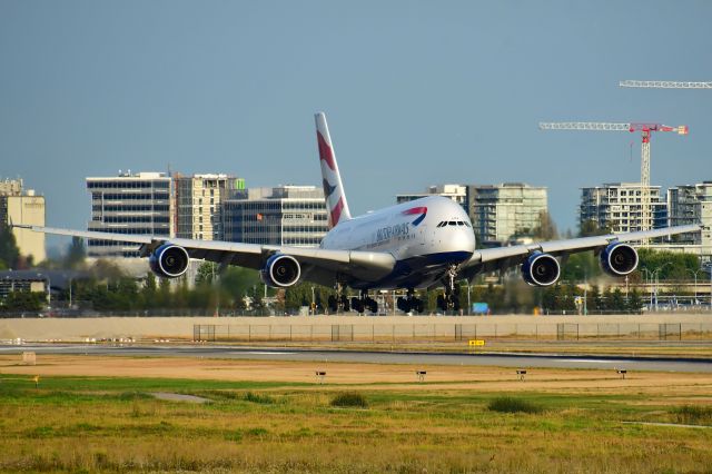 Airbus A380-800 (G-XLEA) - British Airways Airbus A380-841 arriving at YVR on Aug 9.