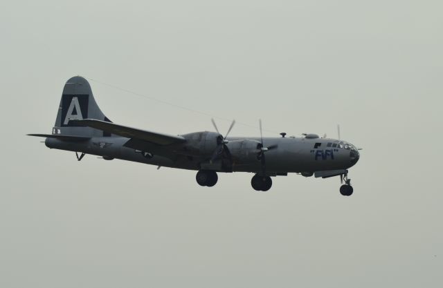 Boeing B-29 Superfortress (N529B) - N529B Boeing B-29 Super Fortress "FiFi" on final to Runway 21 in Sioux Falls SD on 08-14-2013