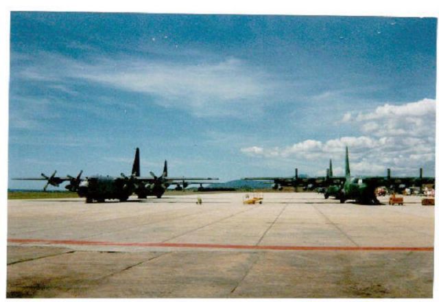 Lockheed C-130 Hercules — - C130s on the ramp in GTMO During Haitian Relief effort 1992