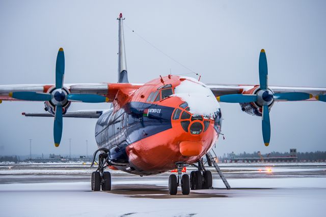 Antonov An-12 — - A rare visitor to Oslo Airport, Norway , January 2014.