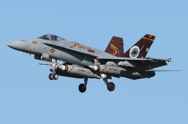 McDonnell Douglas FA-18 Hornet (16-5222) - 'MAZDA 11' flight X 6 arriving from MCAS Miramar. After an overnight stay they will depart to Prestwick, Scotland and then on to NATO exercises in Poland   (6/6)