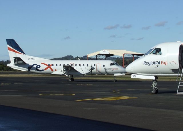 Saab 340 (VH-NRX) - .... with twin VH-ORX