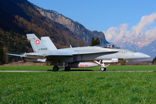 McDonnell Douglas FA-18 Hornet (J5025) - Hornet on the way from the mountain caverns to the runway