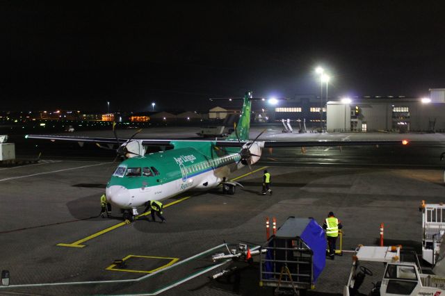 Aerospatiale ATR-72-600 (EI-FAT) - An Aer Lingus Regional (operated by Emerald Airlines) parked at a gate at Glasgow Airport.br /br /Location: Glasgow Airport.br /Date: 29.11.22 (dd/mm/yy).