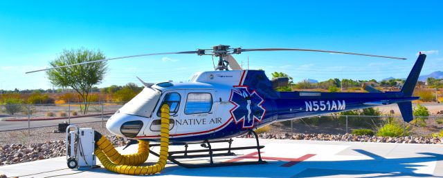 Eurocopter AS-350 AStar (N551AM) - N551AM on the pad at "Dignity Health - Arizona General Hospital Mesa"