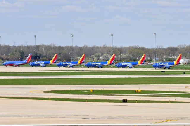 Boeing 737-700 (N737JW) - Some of the SWA stored 737-700's at IND due to the Coronovirus as seen on 04-10-20