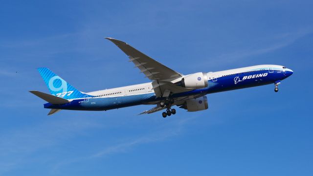 BOEING 777-9 (N779XX) - BOE002 makes a missed approach to Rwy 16R during a flight test from KBFI on 3.3.21. (B777-9 / ln 1574 / cn 64241).