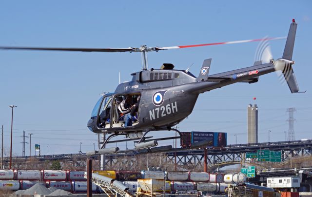 Bell JetRanger (N726H) - HHI HELIPORT-KEARNY, NEW JERSEY, USA-FEBRUARY 20, 2023: A sightseeing helicopter, operated by FlyNYON, is seen by RF at approximately 1310 hours shortly after taking off for a tour of New York City.