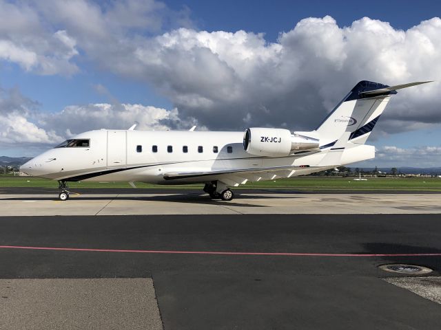 Canadair Challenger (ZK-JCJ) - Starting up for a flight to Christchurch 