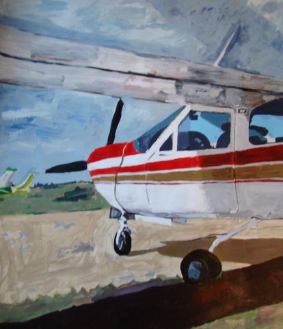 Cessna Cardinal (N35051) - Ruby. Painting by Kiki Winchester, aviation artist.