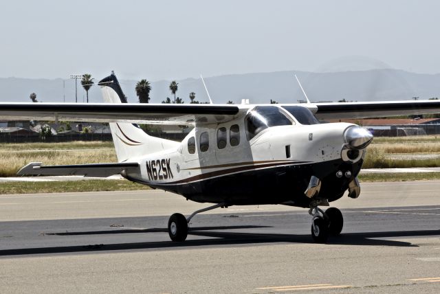 Cessna P210 (turbine) (N62SK) - Turbine Cessna P210 started up and ready for departure at Reid Hillview.