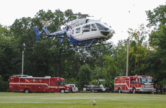 KAWASAKI EC-145 (N578AM) - LifeNet of New York Air 2 from Kobelt Airport in Wallkill, New York stops by the Yorktown Heights Fire Department Open House 9/12/15