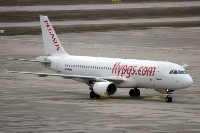 Airbus A320 (LY-NVN) - Taxiing to Stand B10 on 20-Feb-24 operating flight PGT5007 from LTAI.