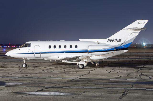 Hawker 800 (N801RM) - Private Hawker sitting on Willow Run's East Ramp undergoing some maintenance 