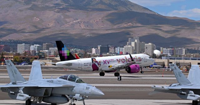 Airbus A320neo (N531VL) - A VOI special livery (N531VL) departs on 34R headed back to Guadalajara.