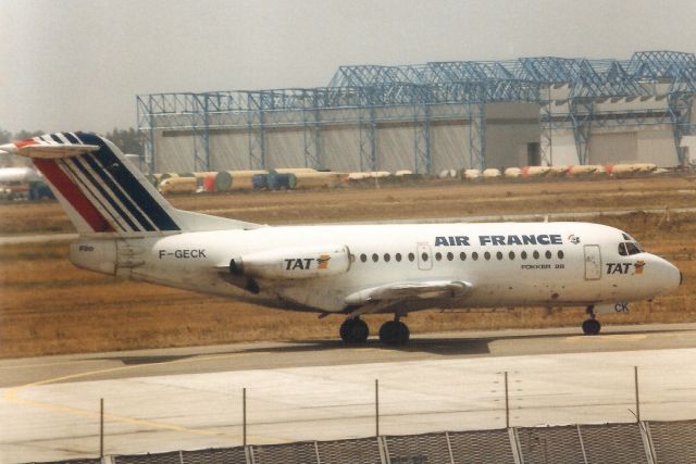 Fokker Fellowship (F-GECK) - Seen here on 16-Jul-90.br /br /With TAT from Apr-84 to Feb-97 when it became C5-ADE for Air Dabia.br /Broken up at GBYD.