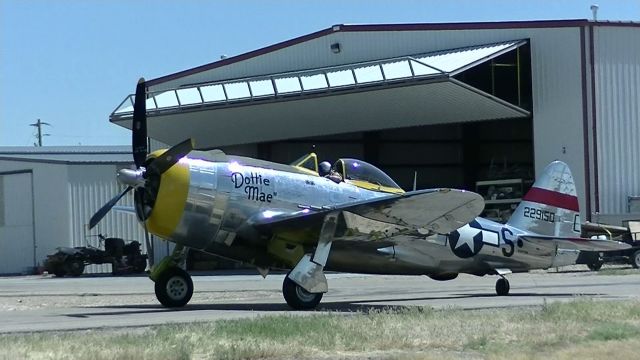 N47DM — - Serial #42-29150 Dottie Mae spent 60 years in a lake in Austria (Traunsee) and was recovered in 2005. After 12 years of restoration, Dottie Mae returned to FLIGHT in June 2017 as shown in this photo at KEUL. ...br /Video of P-47 Dottie Mae's Return to Flight are available on my PlayList at the Link below. Enjoy:br /https://www.youtube.com/playlist?list=PLlOAGRi3_c0ZpMRjTWaquk_fEmfQrx0aa  OR try this Link:  br /https://youtu.be/5XL0G4y7XIk