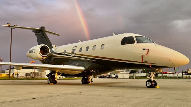 Embraer Legacy 450 (N405FX) - Some of my favorite pics I’ve taken in a while. N405FX, a 2016 Embraer Legacy 450, posing in-front of a rainbow during golden hour. 8/3/22. 