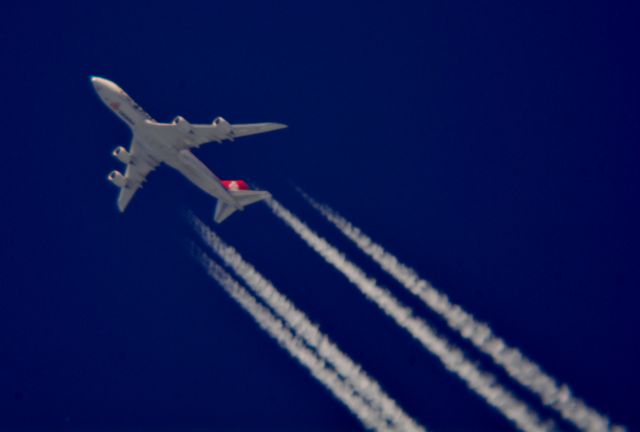 BOEING 747-8 (LX-VCK) - Cargolux Airlines International 852 John F Kennedy Intl to Chicago OHare Intl over Cleveland 38,000 ft. 08.02.15.