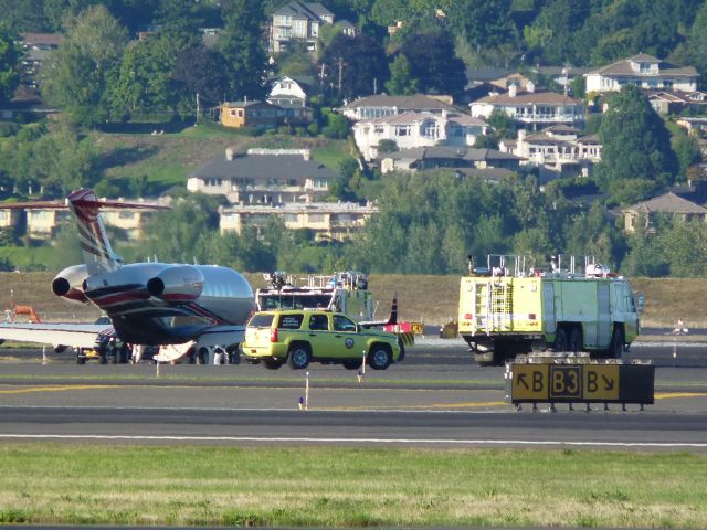 Bombardier Challenger 300 (N800BD) - They kept him out there for over 30 minutes before letting it be towed to the FBO ramp. BOMBARDIER BD-100-1A10 