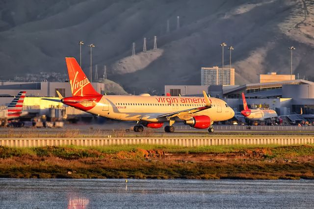 Airbus A320 (N363VA) - Golden Hour at SFO