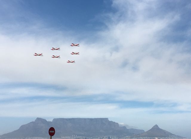 Pilatus PC-7 Astra — - Pilatus PC-7 Trainersbr /Armed Forces Day fly-past over Table Bay, Cape Town