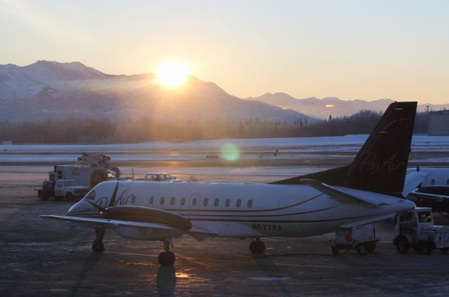 Saab 340 (N677PA) - Taken at 9:30 am in mid november at sunrise in Alaska.