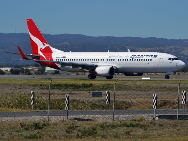 Boeing 737-800 (VH-VXP) - On taxi-way heading for take off on runway 05. Thursday 12th April 2012.