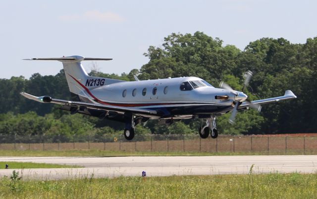 Pilatus PC-12 (N213G) - A Pilatus PC12/47E landing Runway 18, Pryor Field Regional Airport, Decatur, AL - May 15, 2017.