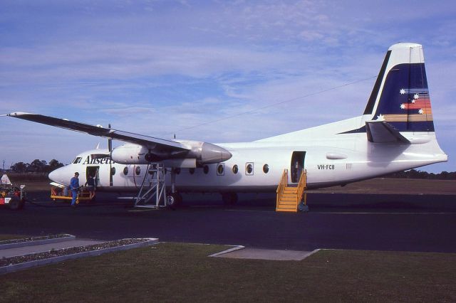 FAIRCHILD HILLER FH-227 (VH-FCB) - Fokker F27-500 VH-FCB of Ansett at Coffs Harbour Airport in 1984.