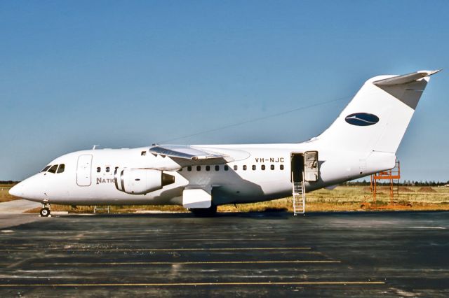 VH-NJC — - NATIONAL JET SYSTEMS - BRITISH AEROSPACE BAe-146-100 - REG : VH-NJC (CN E1013) - ADELAIDE INTERNATIONAL AIRPORT SA. AUSTRALIA - YPAD 4/11/1991