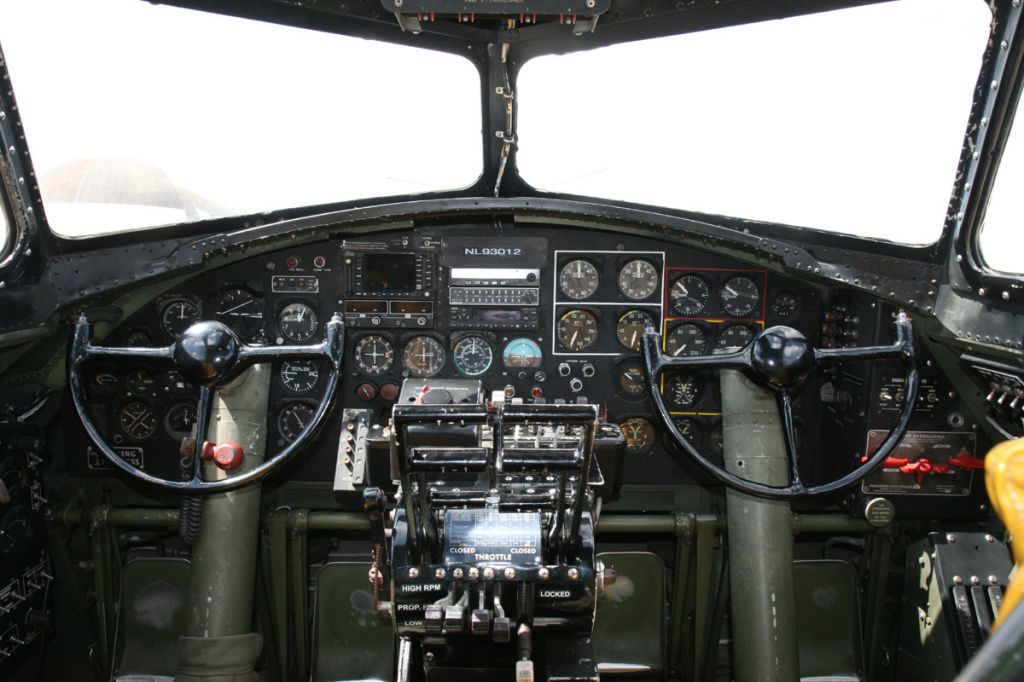 Boeing B-17 Flying Fortress (N93012) - Collings Foundation visit to Moffett Federal Airfield 2010. B-17 cockpit.