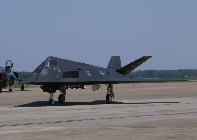 Lockheed Nighthawk (84-0827) - The F-117 Stealth Fighter after landing at Barksdale Air Force Base.