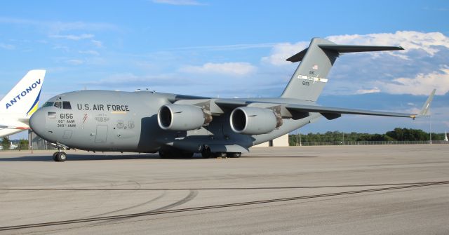 Boeing Globemaster III (AALF66156) - Boeing C-17 Globemaster III "Spirit of the Golden Bear" on the ramp at Carl T. Jones Field, Huntsville International Airport, AL - August 10, 2017.