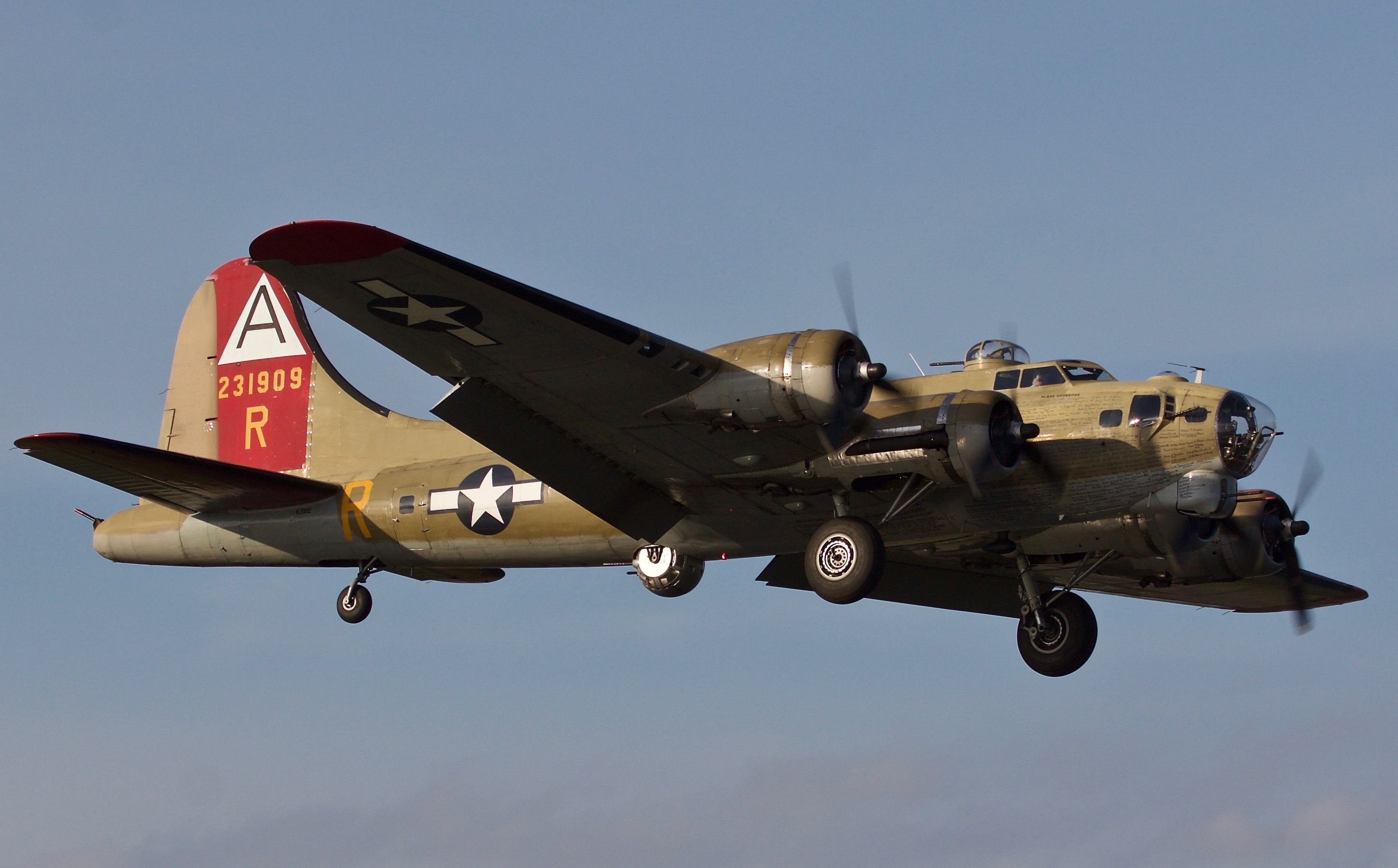 Boeing B-17 Flying Fortress (N93012) - Collings Foundation B-17G Flying Fortress inbound during golden hour to Dallas Love Field