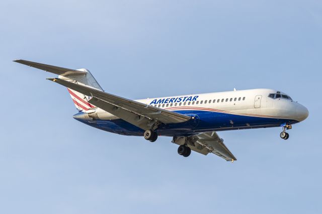 Douglas DC-9-10 (N784TW) - 13R approach. 56 year-old bird