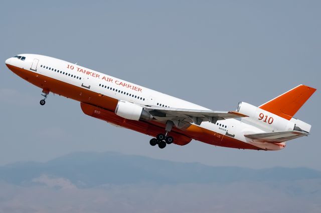 McDonnell Douglas DC-10 (N450AX) - 10 Tanker Air Carriers DC-10FireBomber departing RW28L to bomb a fire up north.  This was her last bombing flight out of BOI becuase of a blown hydro. pump in the tail.  We had both DC-10s up here at a point.