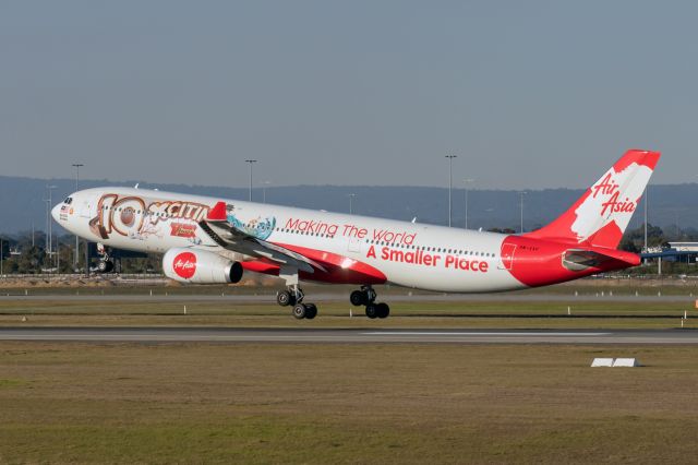 Airbus A330-300 (9M-XXF) -  Airbus A330-343E cn 1126. Air Asia X 9M-EEF Special livery 10 years Exciting Making The World A Smaller Place. Runway 03 arrival YPPH 01 July 2023