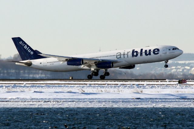 AP-EDE — - The last of AirBlue's two A340's touches down in Boston for fuel en route to Phoenix Goodyear to be retired.