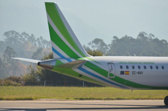 EMBRAER ERJ-190-400 (EC-NNV) - EC-NNV Tail Detail After Landing At LEVX From GCLP. 07-11-2021