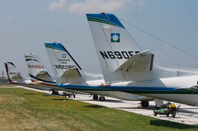 Cessna Citation V (N416BA) - A group of Aitheras Air Medical Group/Cleveland Clinic Critical Transport Citations parked and ready for quick take off during the 2015 Cleveland National Air Show on 6 Sep 2015. 