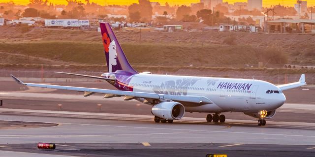 Airbus A330-200 (N370HA) - A Hawaiian Airlines A330-200 taking off from PHX on 2/6/23. Taken with a Canon R7 and Tamron 70-200 G2 lens.