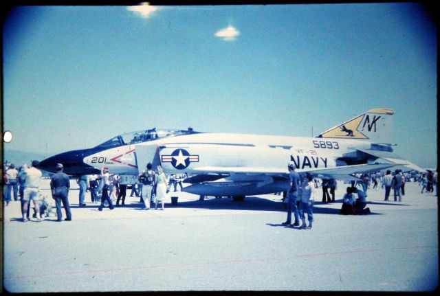 McDonnell Douglas F-4 Phantom 2 (15-5893) - Moffett Field NAS late 1970s or early 80s photo of a US Navy F-4 Phantom of VF-21  at the Moffett Field Airshow.The Pilot last name was LCDR Canepa.