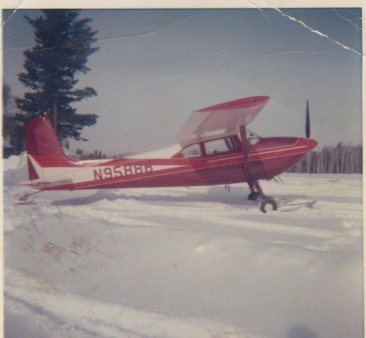 Cessna Skywagon 180 (N9588B) - On skis at Duncan Airport, Isabella, Minnesota about 1962, when operated by Duncan Airways Inc. of Isabella, Minn.