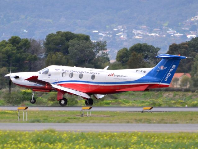 Pilatus PC-12 (VH-FVB) - About to put down on runway 05. Thursday 12th July 2012.