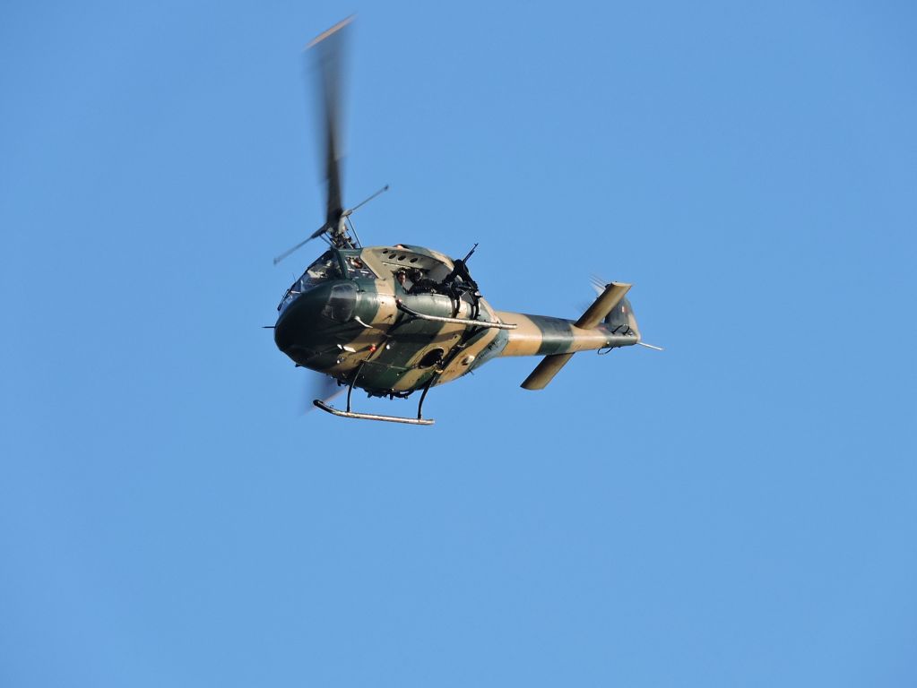 — — - A bell 212 in a drill to celebrate the Air forces 66th anniversary. 