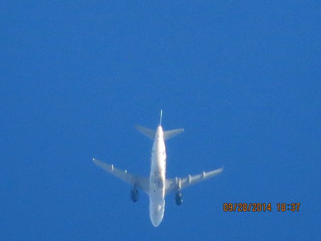 Airbus A319 (N905FR) - Frontier flight 226 from DEN to Branson over Baxter Springs Kansas (78KS) at 27,000 feet.