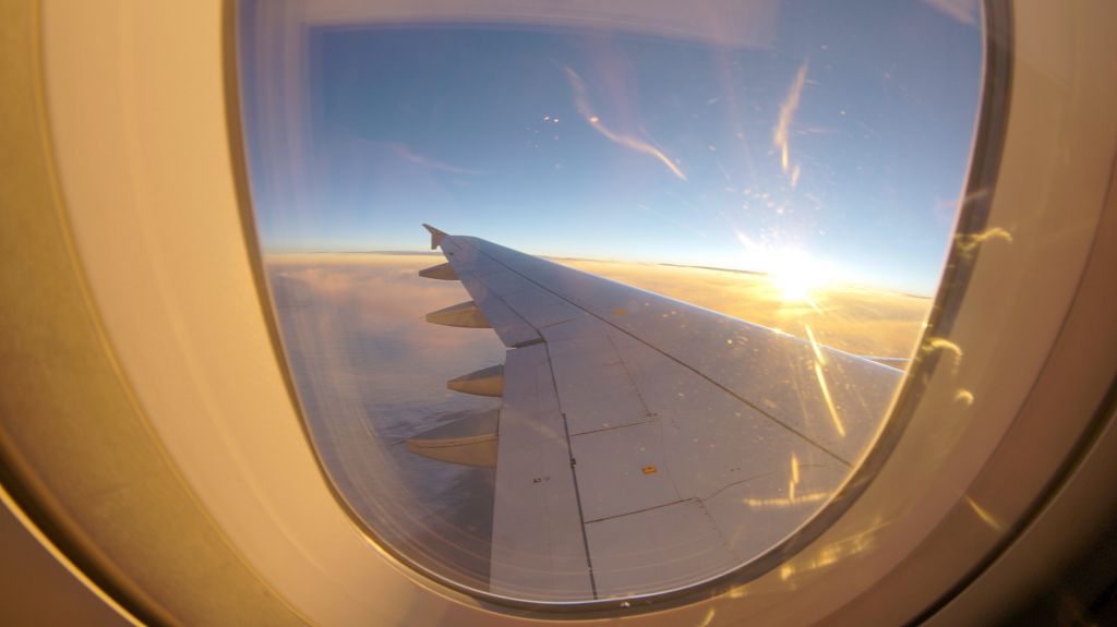 Airbus A319 — - Flying from KDEN to KDFW at 39,000 with a great sunrise!