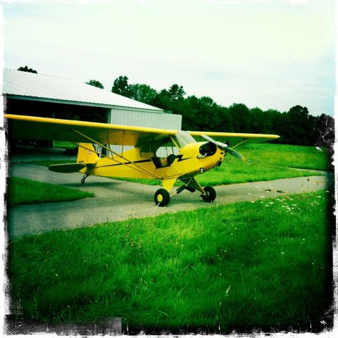 N58029 — - Our J-3 Cub awaiting her "Daddy" prior to summer morning flight.