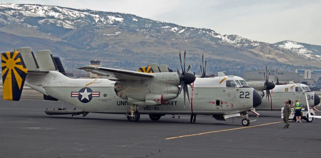 Grumman C-2 Greyhound (16-2140) - A pair of Navy Greyhounds on the Atlantic Aviation ramp.